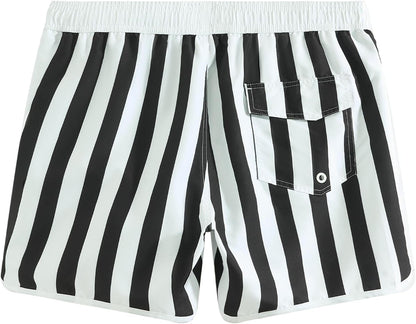 Retro 80s 90s Vintage Men's Swim Trunks - Quick Dry Board Shorts with Mesh Lining