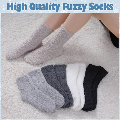 Cozy 5/6 Pairs of Women's Super Soft Fuzzy Plush Winter Slipper Socks