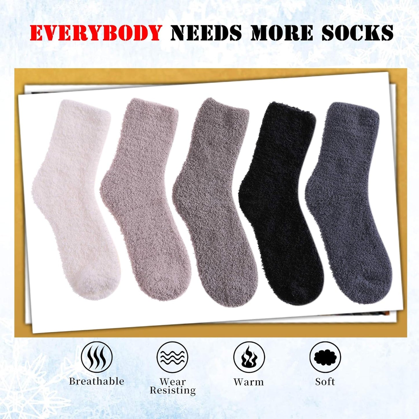 Cozy 5/6 Pairs of Women's Super Soft Fuzzy Plush Winter Slipper Socks