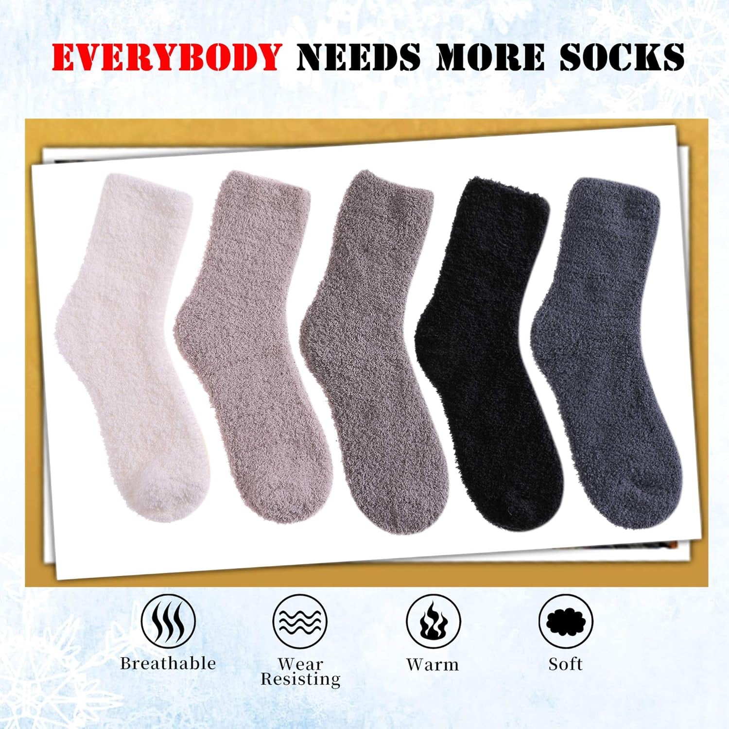 Cozy 5/6 Pairs of Women's Super Soft Fuzzy Plush Winter Slipper Socks