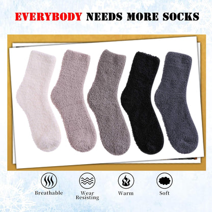 Cozy 5/6 Pairs of Women's Super Soft Fuzzy Plush Winter Slipper Socks