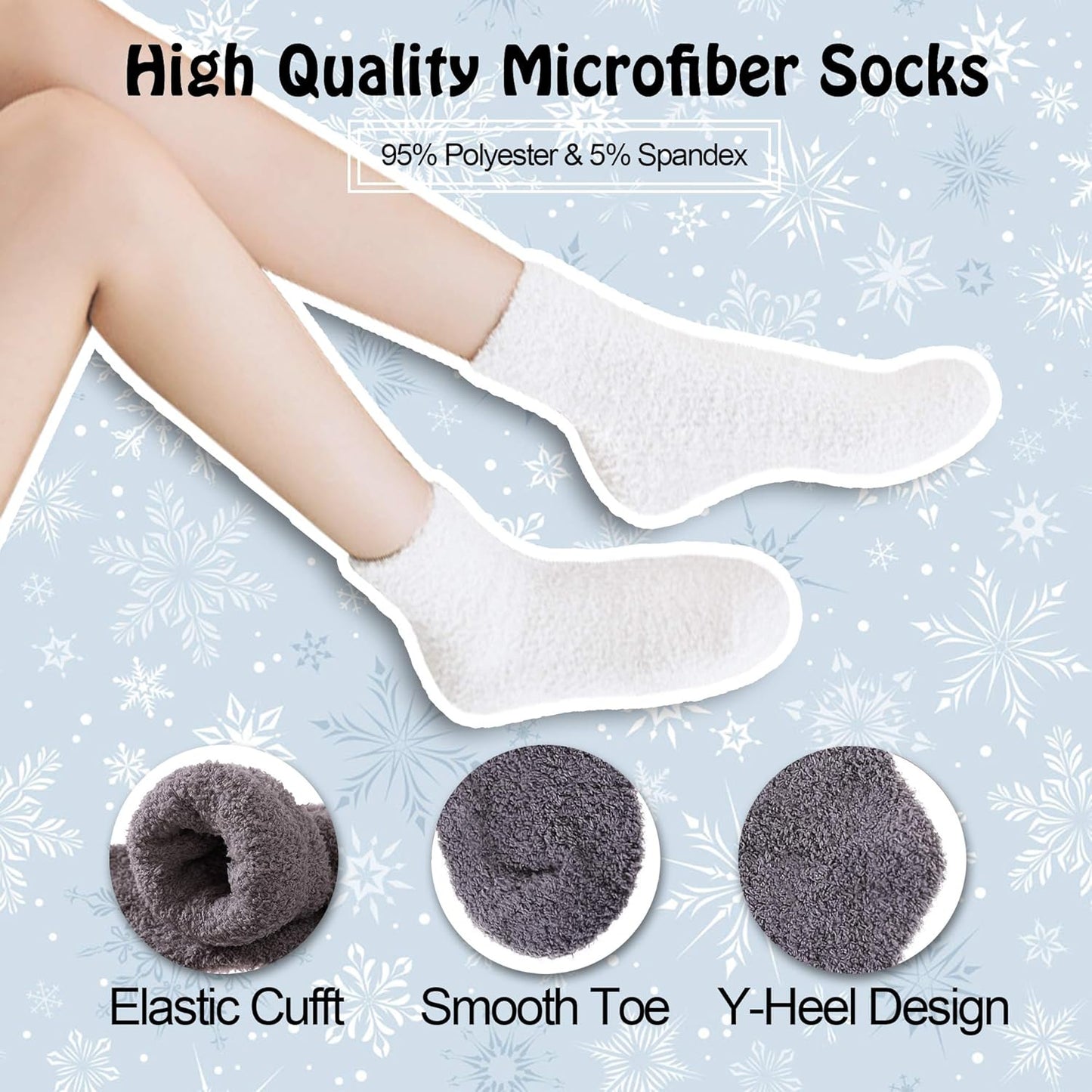 Cozy 5/6 Pairs of Women's Super Soft Fuzzy Plush Winter Slipper Socks