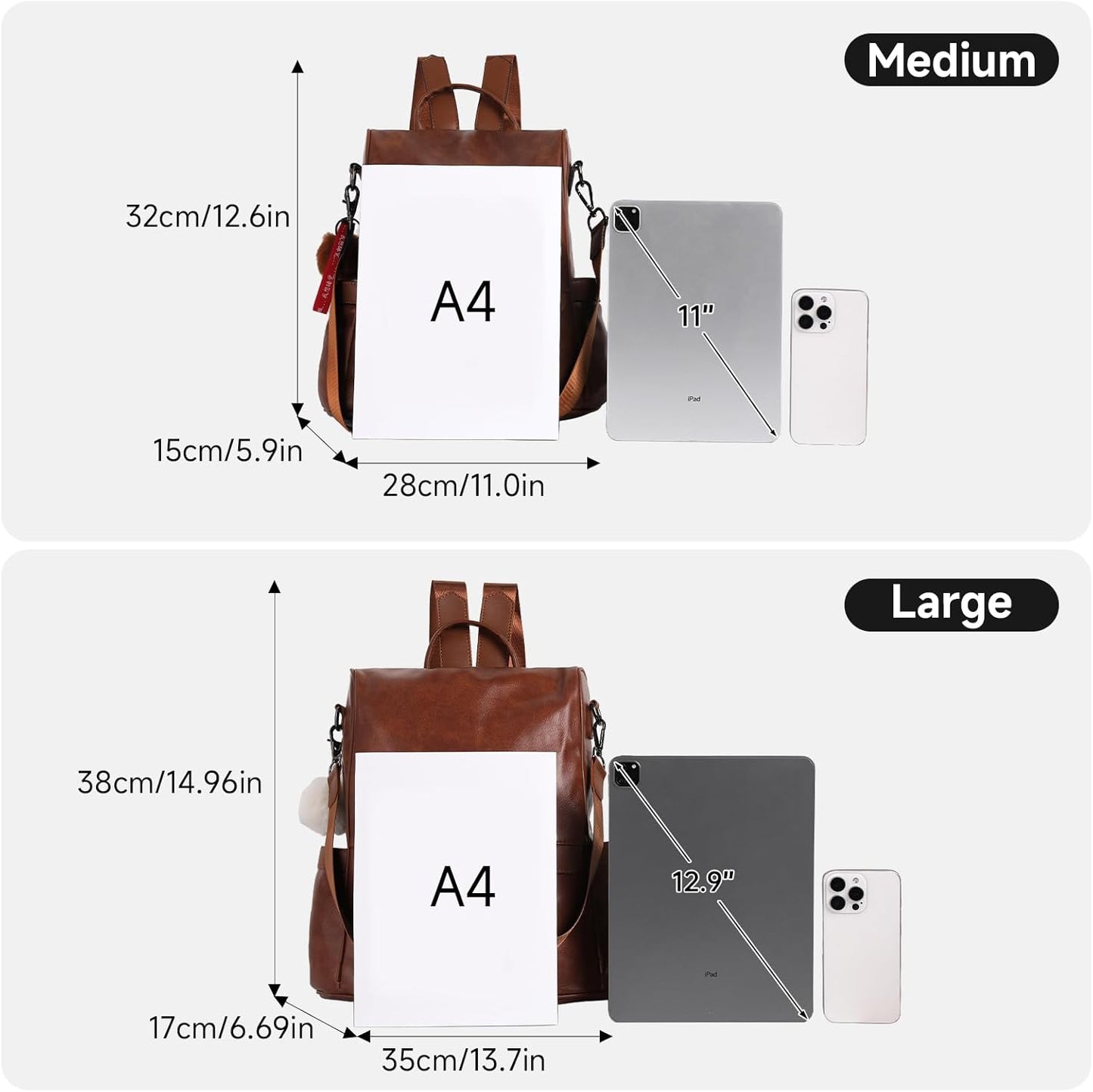 Chic Anti-Theft PU Leather Backpack Purse for Women - Stylish Casual Shoulder Bag & Satchel
