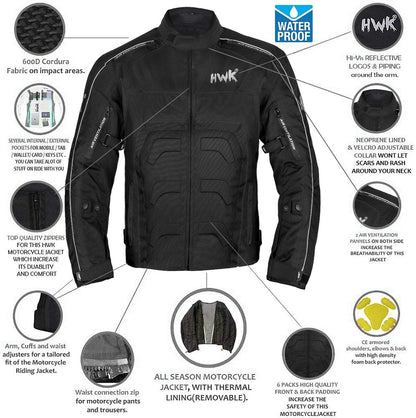 HWK Spyder Men's Motorcycle Jacket - Weather Resistant Cordura Fabric for Ultimate Enduro Motocross Performance