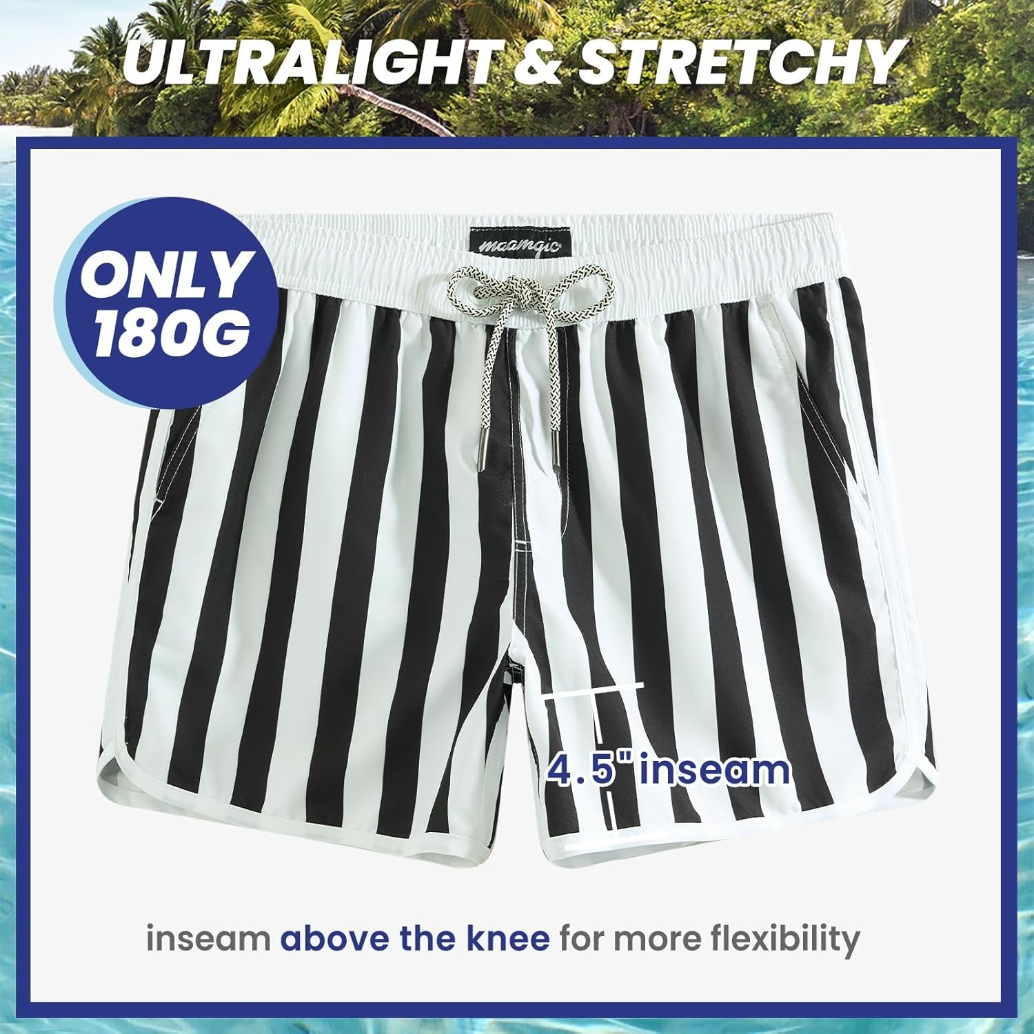 Retro 80s 90s Vintage Men's Swim Trunks - Quick Dry Board Shorts with Mesh Lining