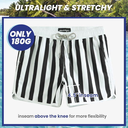 Retro 80s 90s Vintage Men's Swim Trunks - Quick Dry Board Shorts with Mesh Lining