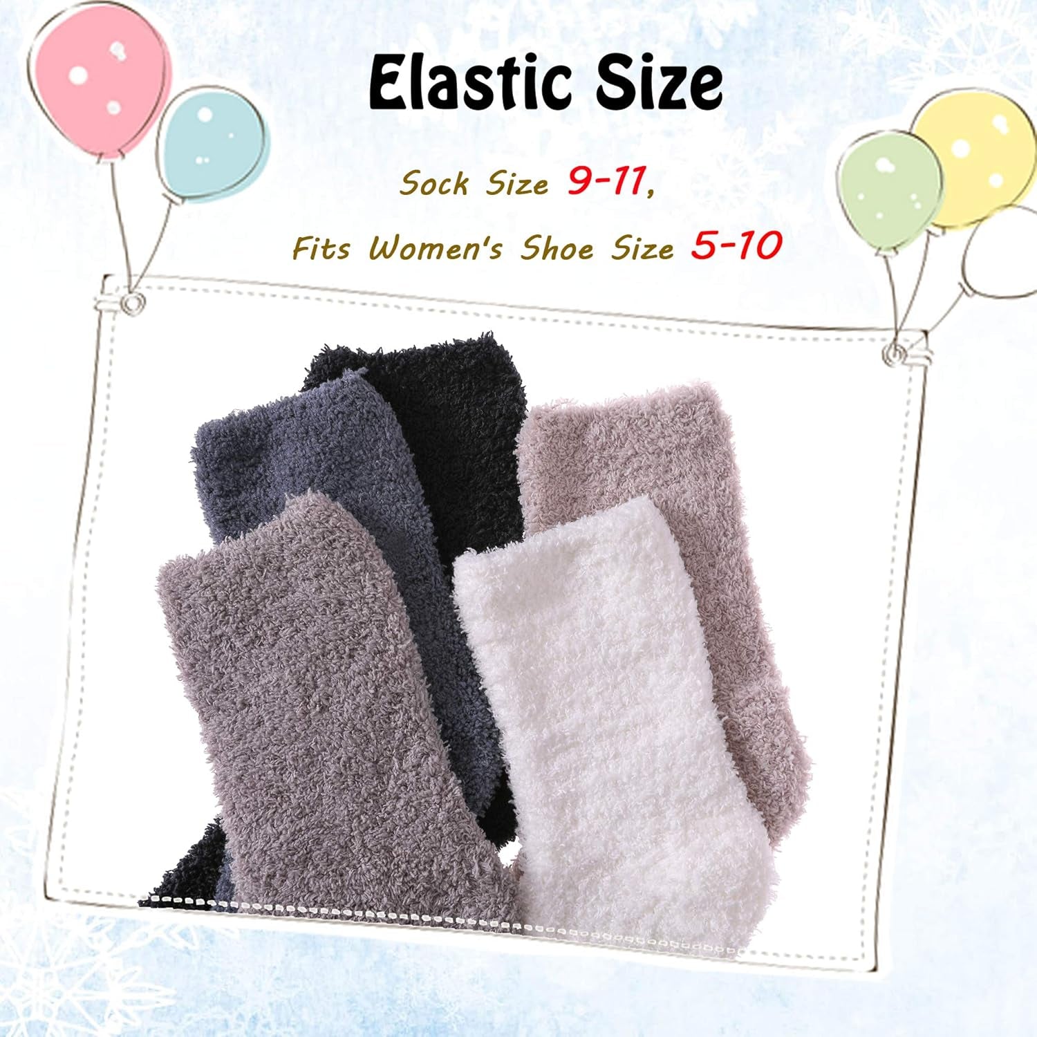 Cozy 5/6 Pairs of Women's Super Soft Fuzzy Plush Winter Slipper Socks