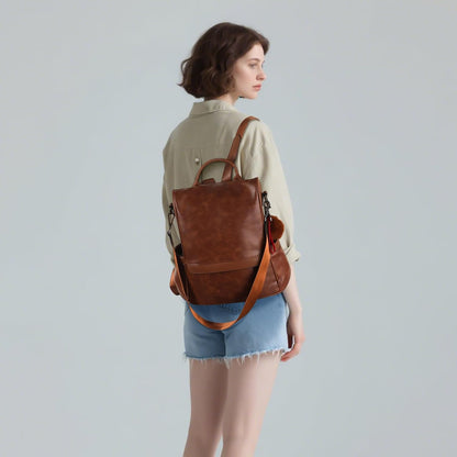 Chic Anti-Theft PU Leather Backpack Purse for Women - Stylish Casual Shoulder Bag & Satchel