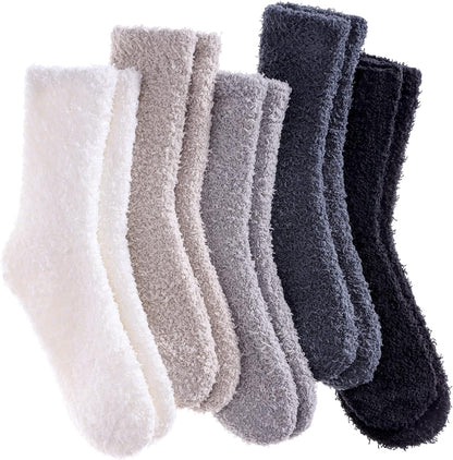 Cozy 5/6 Pairs of Women's Super Soft Fuzzy Plush Winter Slipper Socks