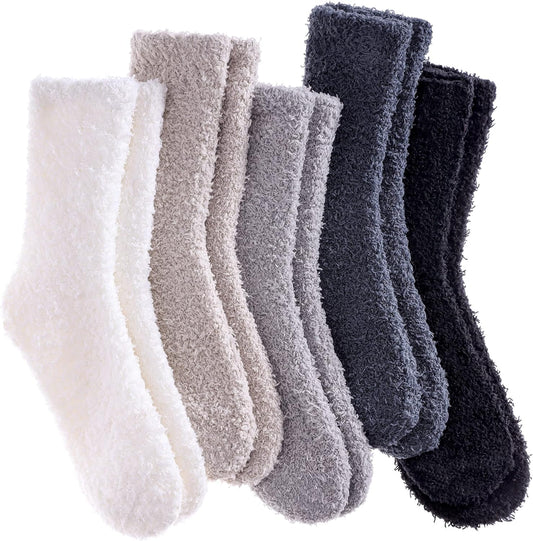 Cozy 5/6 Pairs of Women's Super Soft Fuzzy Plush Winter Slipper Socks