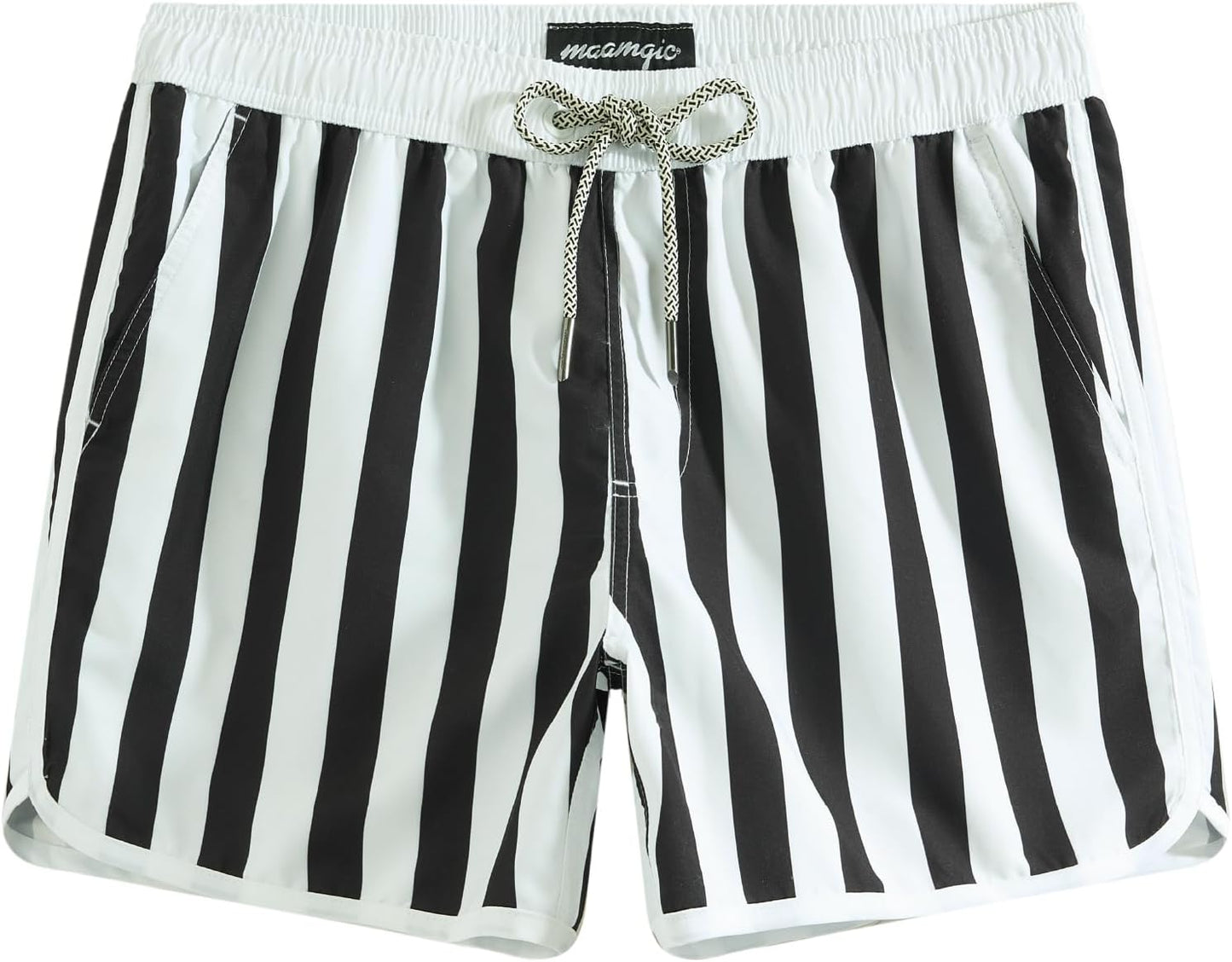 Retro 80s 90s Vintage Men's Swim Trunks - Quick Dry Board Shorts with Mesh Lining