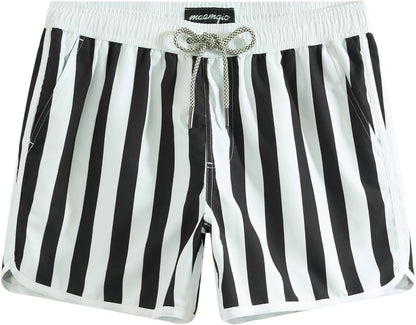 Retro 80s 90s Vintage Men's Swim Trunks - Quick Dry Board Shorts with Mesh Lining