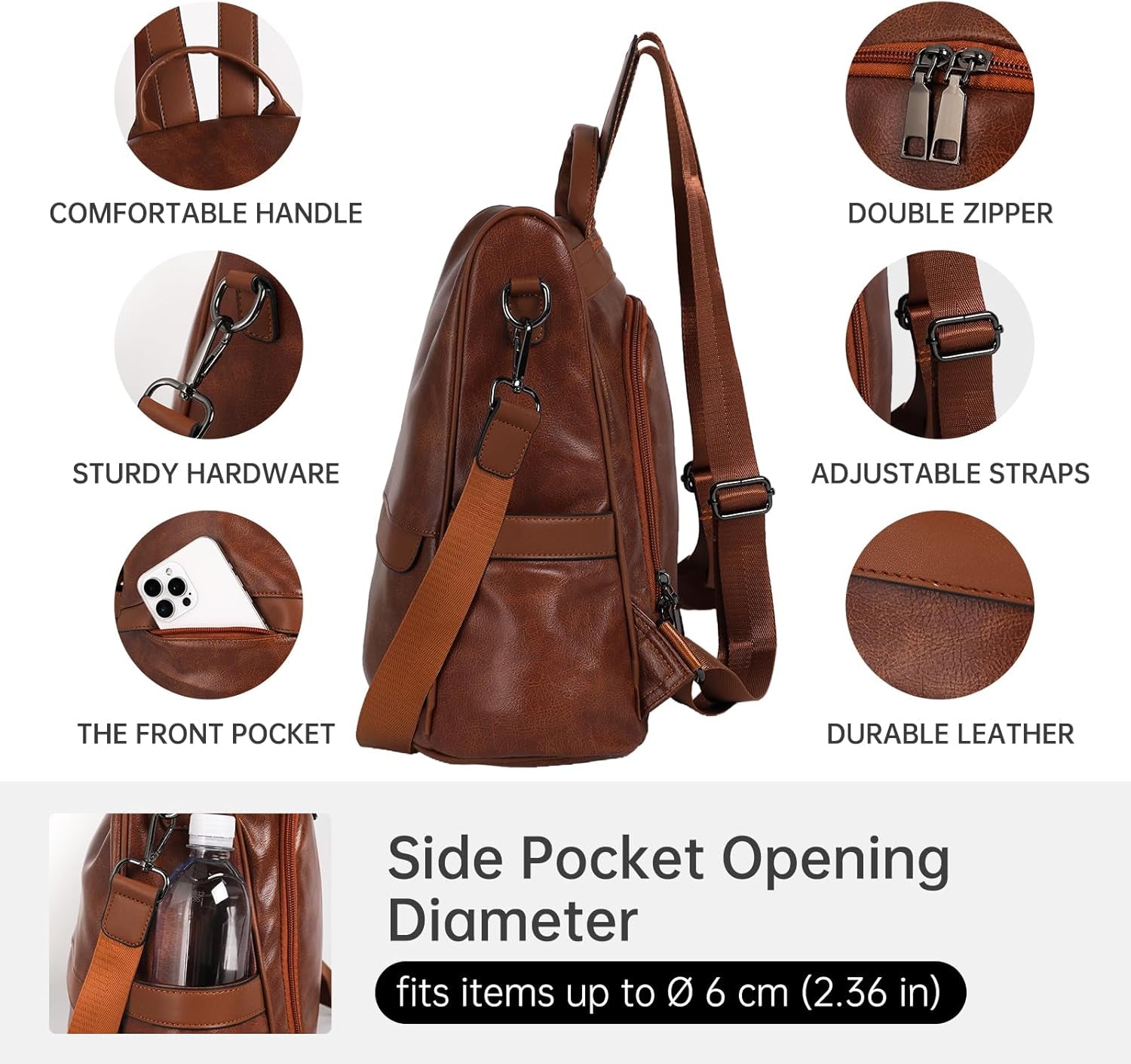 Chic Anti-Theft PU Leather Backpack Purse for Women - Stylish Casual Shoulder Bag & Satchel